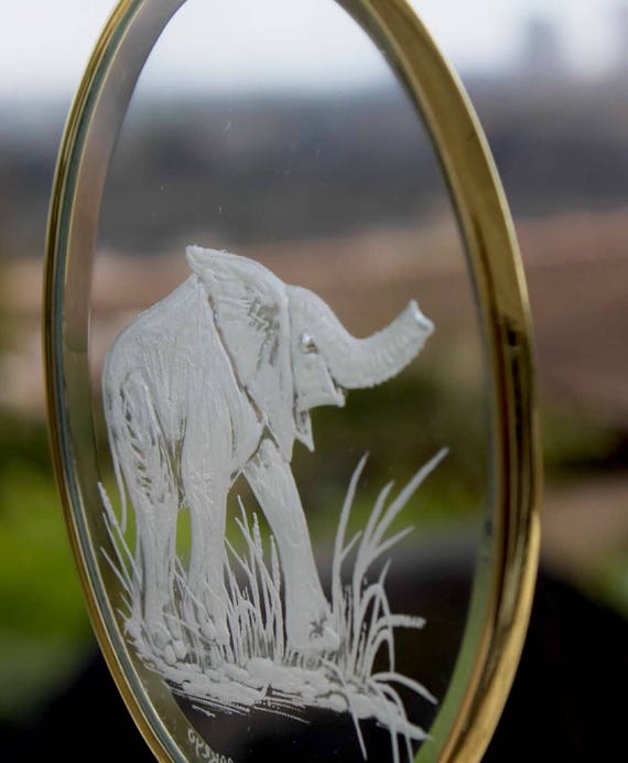 Crystal Elephant Ornament, Elephant Gifts, Engraved Ornaments, Glass Engraved Gifts, custom ornaments