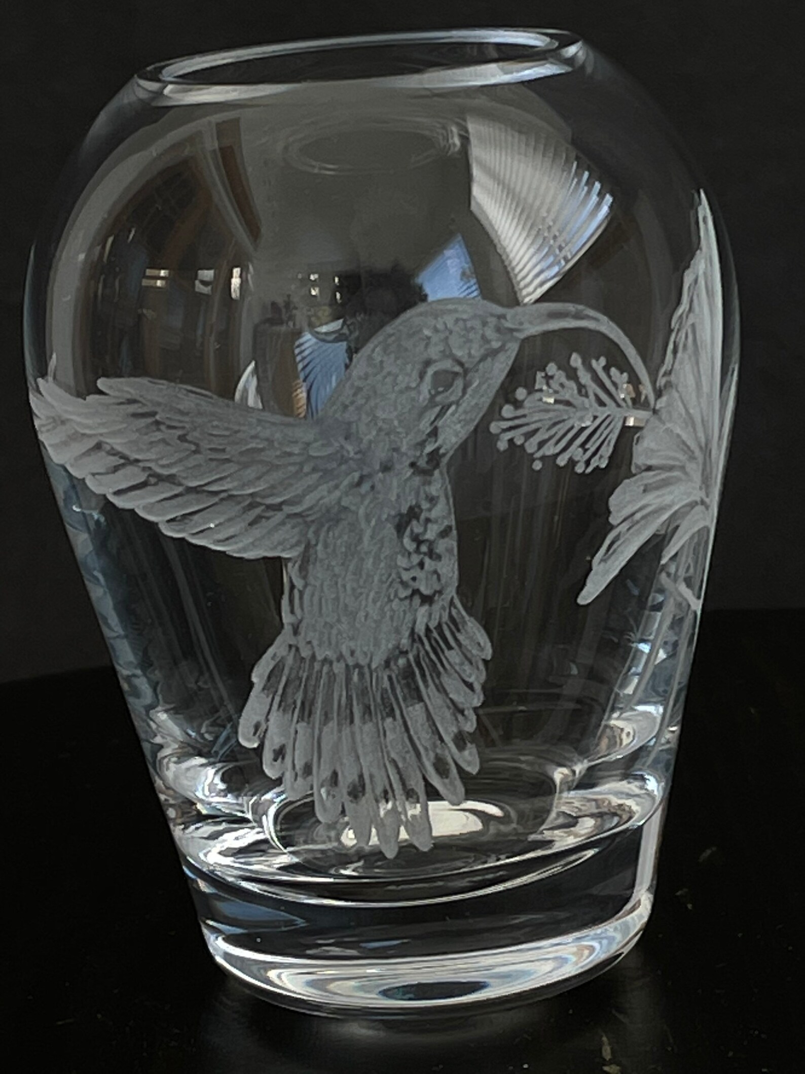 Hand Engraved Bud Vase Small Glass Vase Hummingbird Vase Etsy