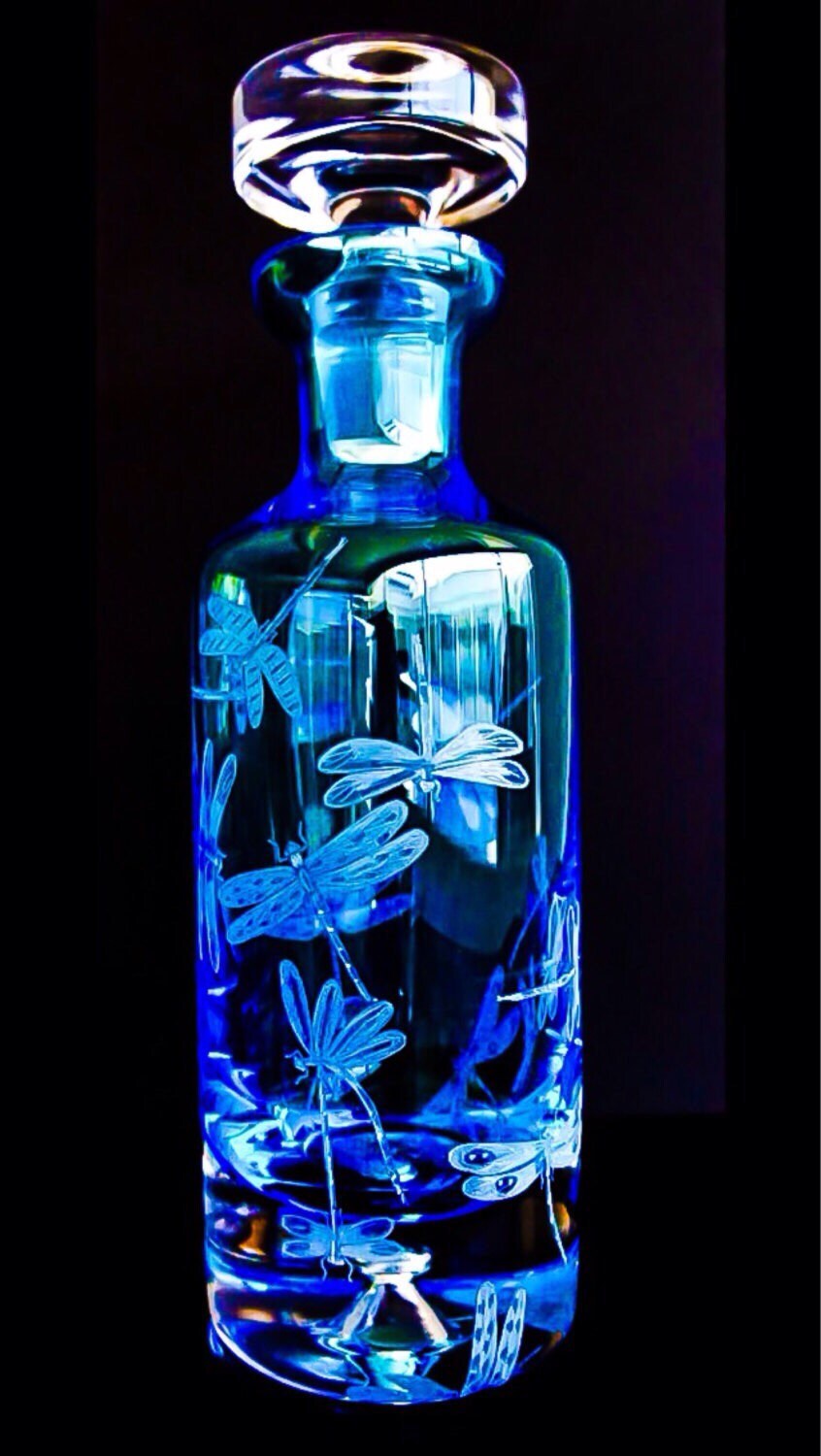 Hand Engraved Dragonfly Decanter Engraved Barware Etched Etsy Australia