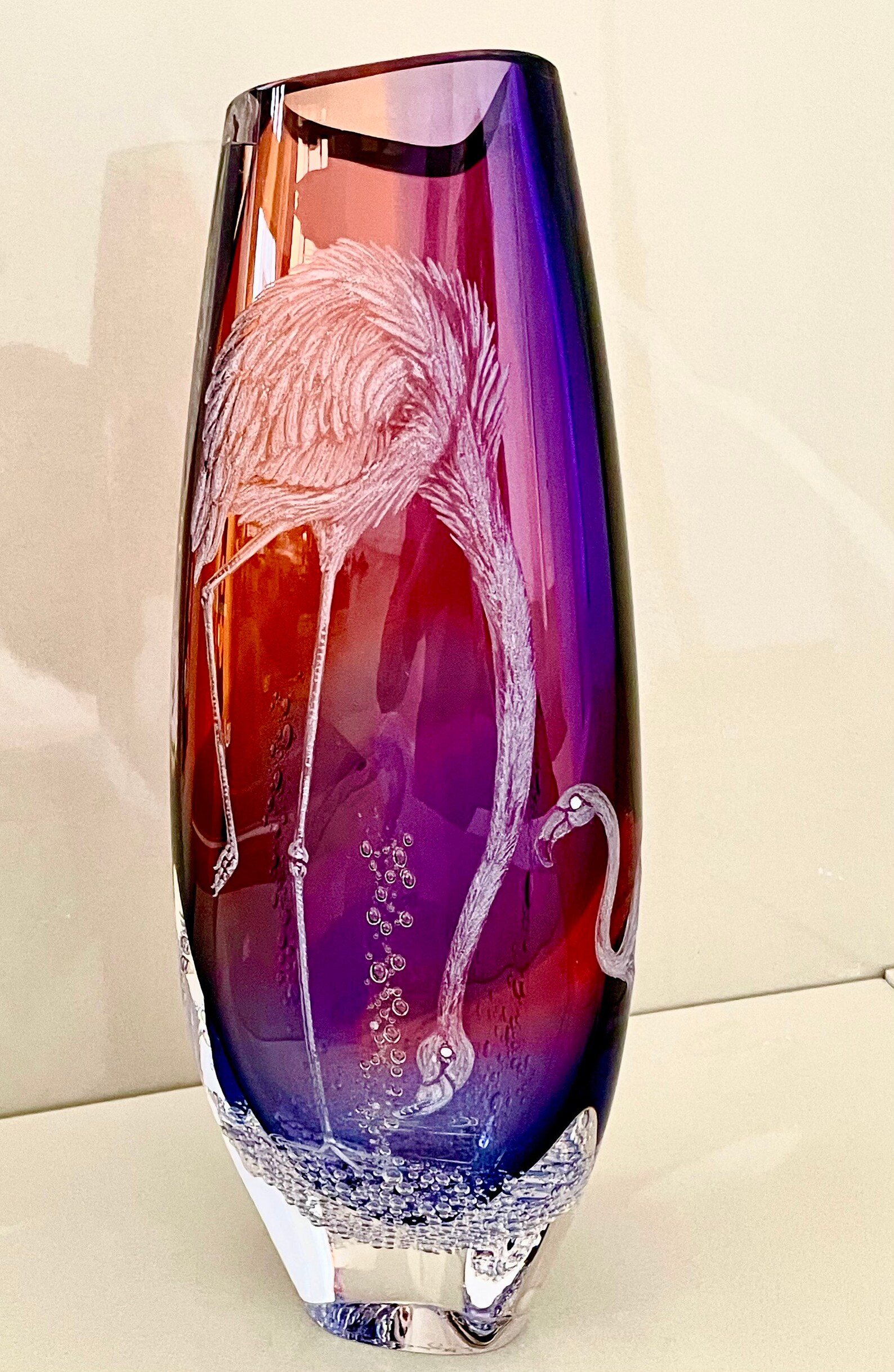 Hand Engraved Flamingo Vase Etched Vase Flamingo Engraved Etsy Italia