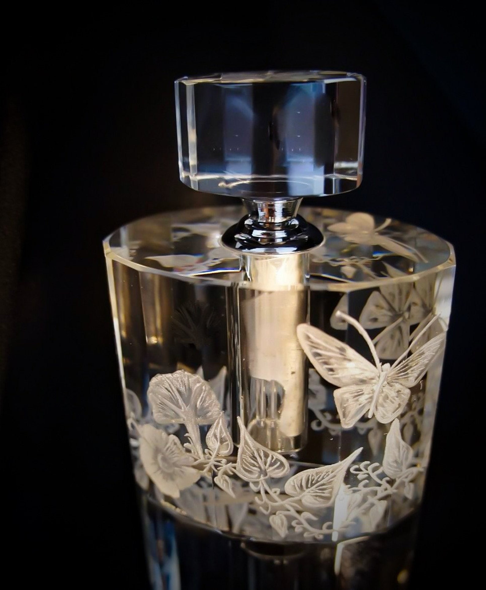 Engraved Perfume Bottle Hand Engraved Crystal Perfume Etsy