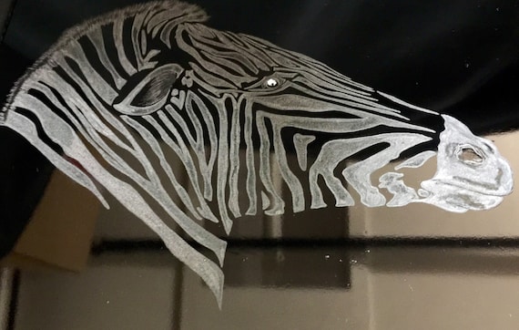 Handengraved Zebra framed, zebra, Hand Engraved Glass, personalized art, Etched Zebra office decor, home decor, African Art, Zebra