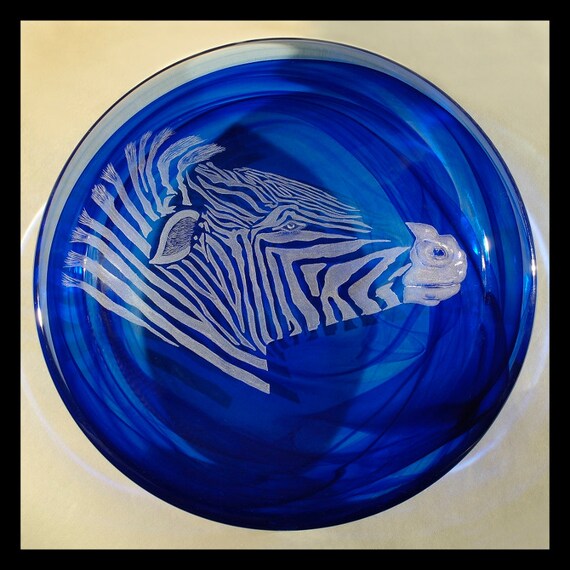 zebra bowl on crystal Kosta boda glass