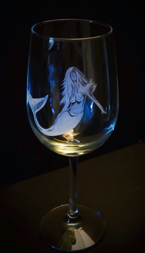 Mermaids, handengraved, drinkware, barware, wedding gifts, holiday gifts