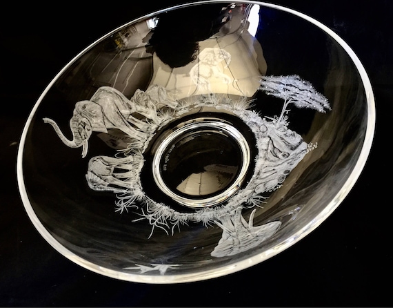 Hand Engraved Bowl, Dragonflies, Centerpiece Bowl Etched, Engraved Dragonflies, Wedding gifts, Mothers day gifts