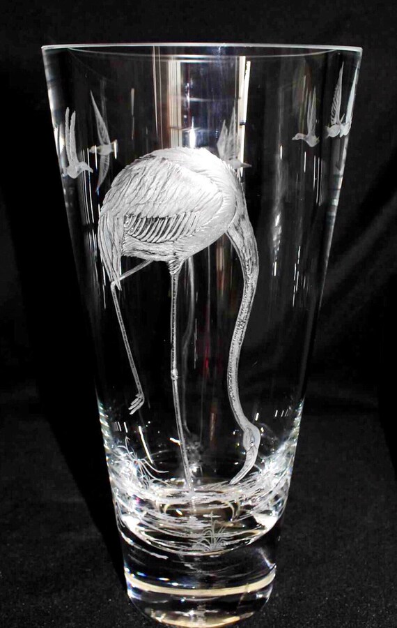 Flamingo, FlowerVase, handengraved, bird, wedding gift, personalized, bespoke, African Art, vase, Mothers day