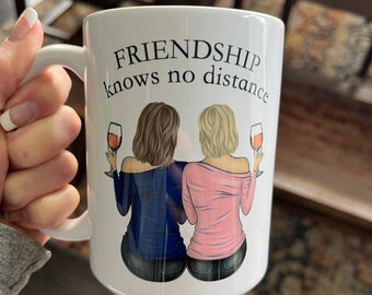 Cadeaux personnalisés - Meilleur ami amitié longue distance tasse à café personnalisée état à état tasse coiffures personnalisées cadeau de déménagement