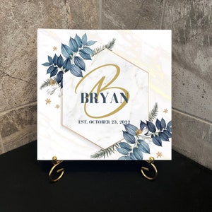 Personalized Name Tile, Last Name Established Tile Gift Idea for Wedding, Bridal Shower, Housewarming, Anniversary, Kitchen Monogram Tile