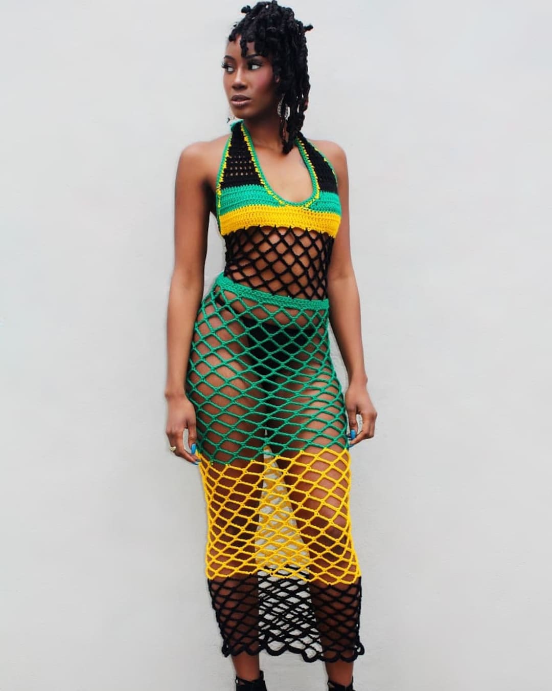 knee length dresses for ladies Cooyah Jamaica Rose Mesh Beach Dress One Size