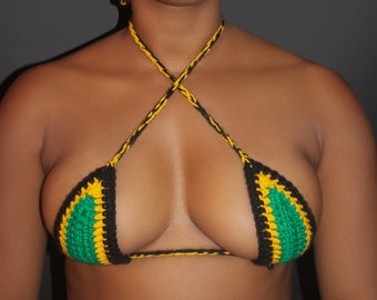 Jamaican criss cross bikini top.