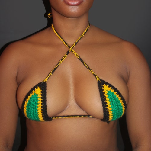Jamaican Diamond Mesh Skirt With Bikini Top Etsy