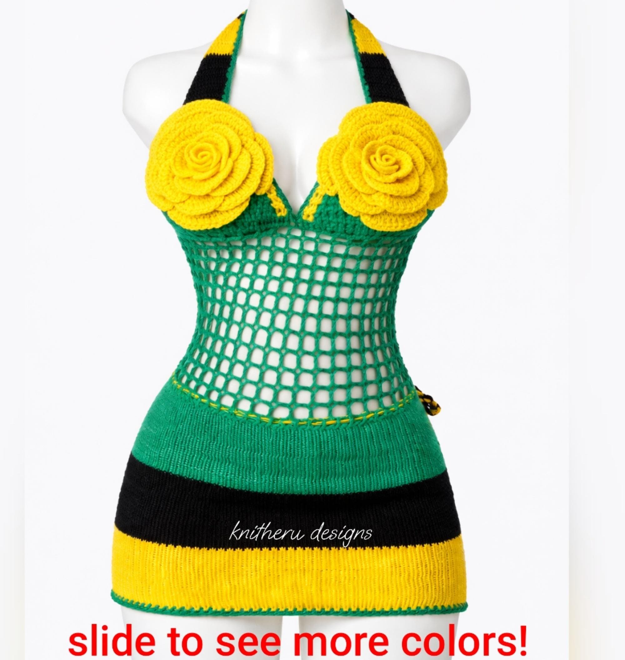 jamaican crochet dress Mini Flower Can be made to Size:2X 5/6 launch Dancing Queen 1980 Floral