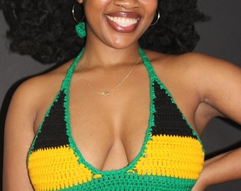 Jamaican mesh crop top Available in sizes A,B,C,D,DD CUPS