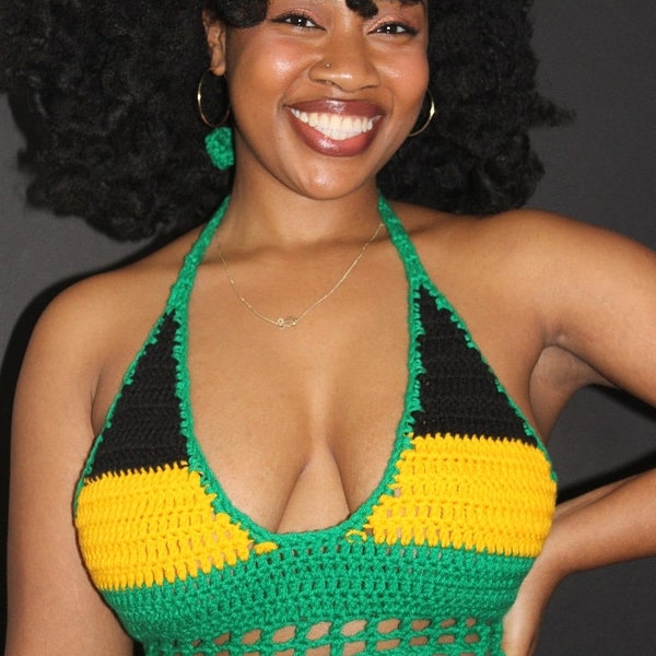 Jamaican mesh crop top Available in sizes A,B,C,D,DD CUPS