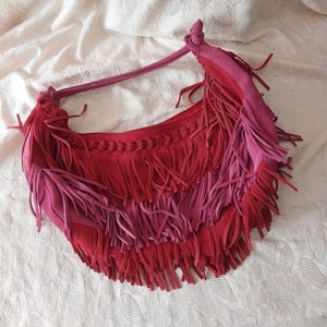 Jana Feifer Red/Pink Suede Boho Designer Handbag