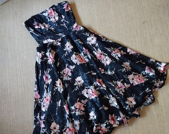 WHBM Black Floral Strapless Dress Size 00