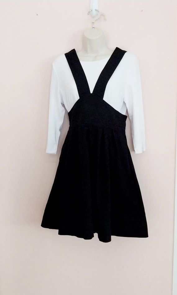 RARE Vintage Betsey Johnson Pinafore Dress Black S