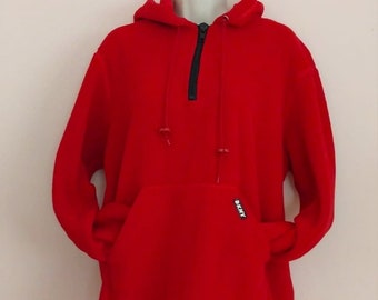 DKNY Red Hooded Fleece Pullover Unisex