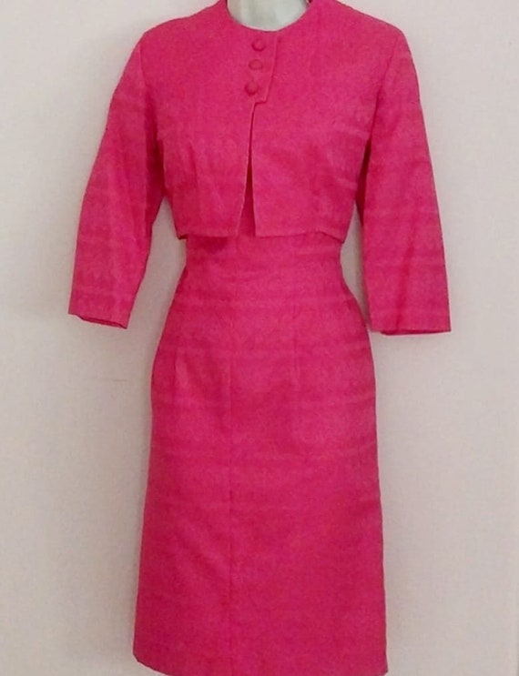 Vintage Dress & Jacket Handmade Couture Fuchsia 19