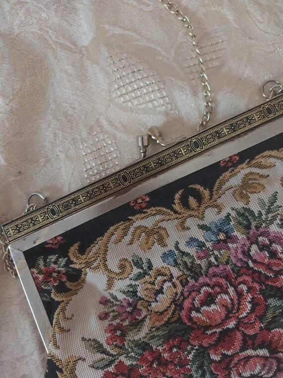 Vintage Floral Tapestry Needlepoint Handbag - image 4