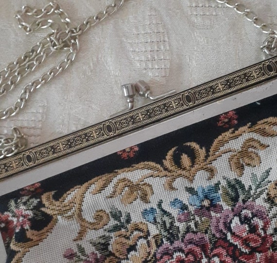 Vintage Floral Tapestry Needlepoint Handbag - image 2