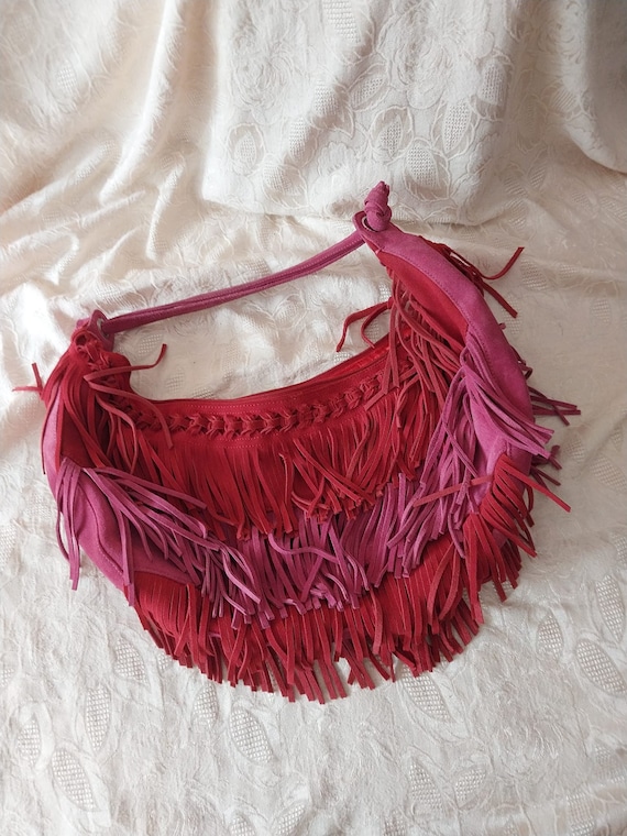 Jana Feifer Red/Pink Suede Boho Designer Handbag