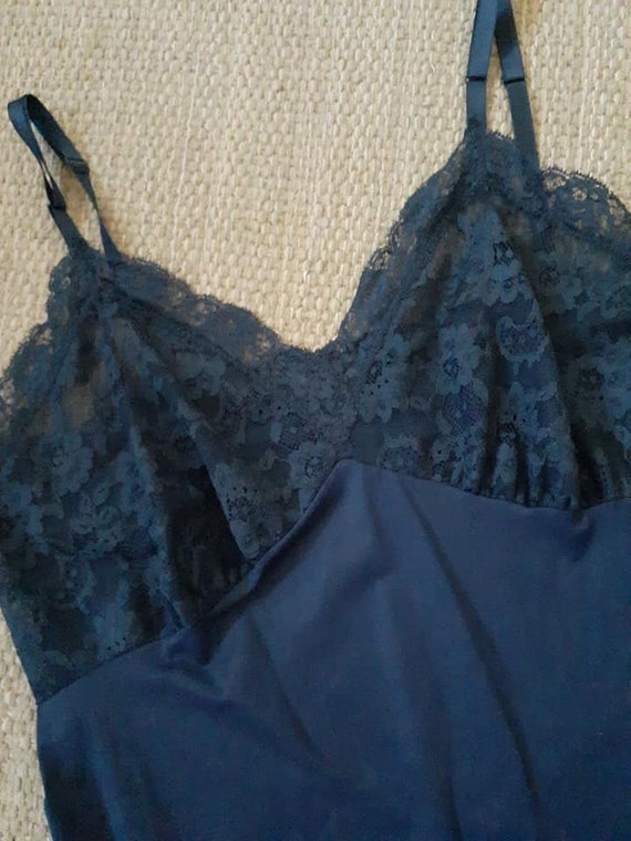 Lingerie Full Slip Van Raalte Dark Blue Lace Size… - image 2