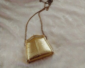 Vintage Gold Hard Case Evening Bag