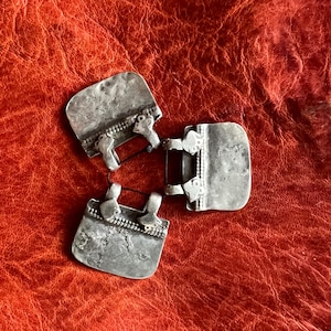 3 Old Solid SILVER Indian PENDANTS- Antique Central Asian, Ethnic, Tribal, Design Amulet, Talisman, India - Amazing Texture, Wear & Patina!