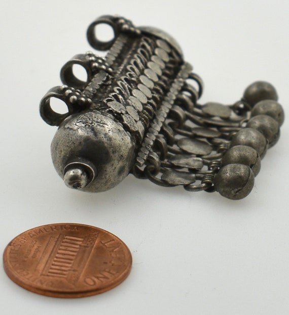 Yemeni Bead PENDANT, Antique Silver Granulated- E… - image 4