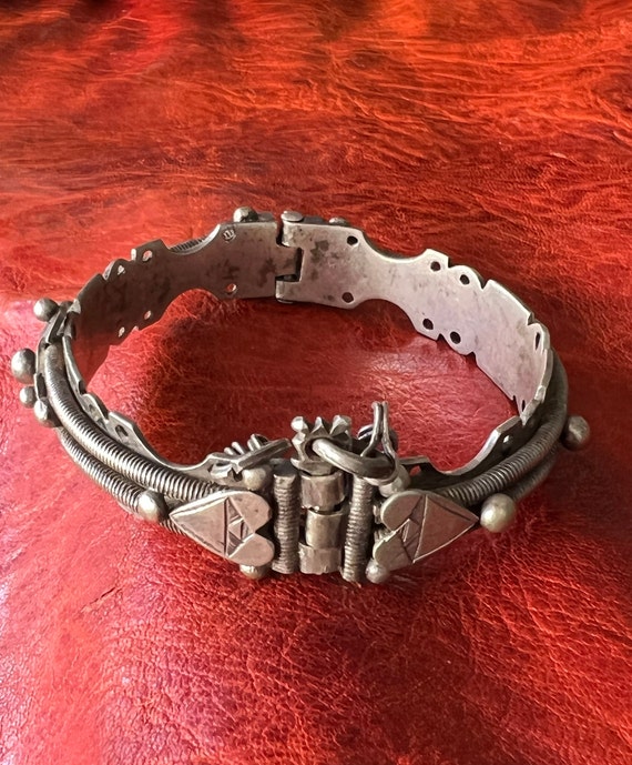 Old Tuareg Solid SILVER Bracelet - Hinged Bangle, Ethnic