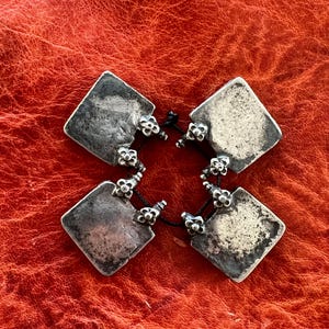 4 Old Solid SILVER Indian PENDANTS- Antique Central Asian, Ethnic, Tribal, Design Amulet, Talisman, India Tawiz - 3D Box Shape - Patina!