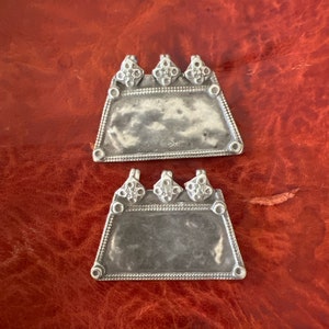 2 Old Solid SILVER Indian PENDANTS- Antique Central Asian, Ethnic, Tribal, Design Amulet, Talisman, India - Gorgeous Patina & Wear!