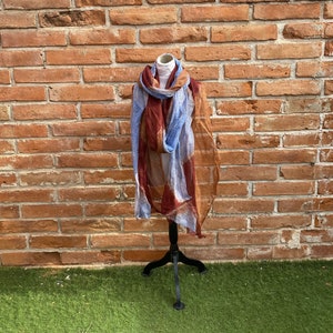 XL Long Tuareg SCARF ~ 14 Ft | 427 cm - Berber Earth & Sky Traditional Gauze - Ethnic, Tribal Turban Wrap *Free* Ship from USA