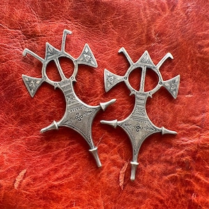 PAIR Old Solid SILVER Tuareg Cross- Pendant, Ethnic, Tribal, Berber, African, Sahara Desert, Traditional Nomad Jewelry- Great Design