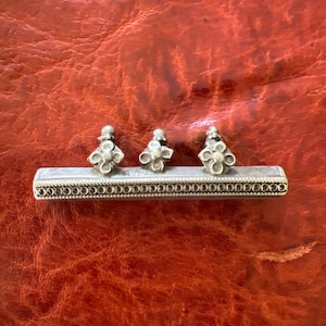BIG Old Solid SILVER Indian PENDANT- Antique Central Asian, Ethnic, Tribal, Design, Long Amulet, Talisman, India - Amazing Wear & Patina!