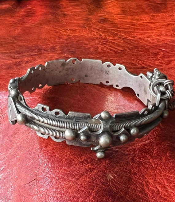 Old Tuareg Solid SILVER Bracelet - Hinged Bangle,… - image 1