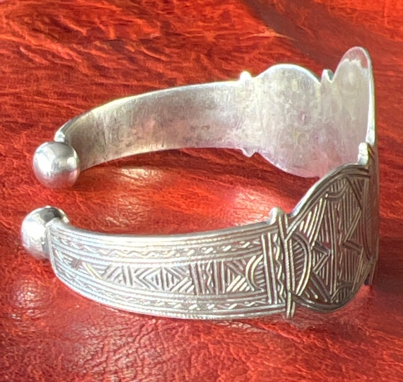 Vintage Solid Silver Moroccan Bracelet - Antique … - image 3