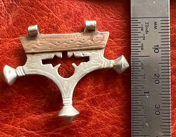Old Solid SILVER Tuareg Cross- Copper Pendant, Et… - image 3