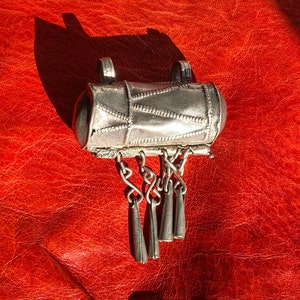 Solid SILVER Ethiopian Pendant - Antique Coptic Christian- Ethnic, Tribal - Amulet, Talisman - African Jewelry - Tube Shape, Dangles