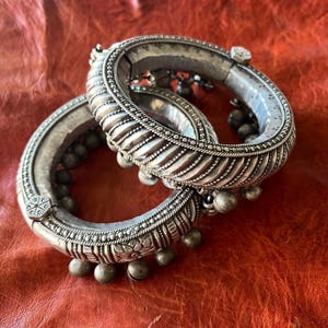 Vintage Solid Silver Yemeni Bracelets - Yemen, Ethnic, Tribal, Middle Eastern, Arabic, Islamic, Muslim - Large Indian Anklets - 307 grams