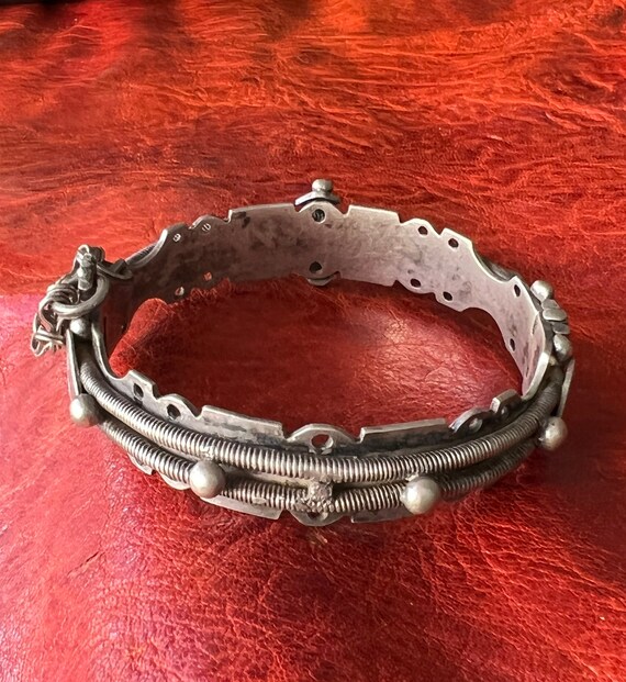 Old Tuareg Solid SILVER Bracelet - Hinged Bangle,… - image 5