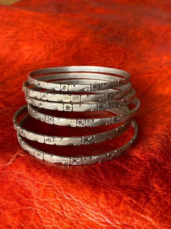 ONE Solid SILVER Moroccan BRACELET - Vintage Bang… - image 3