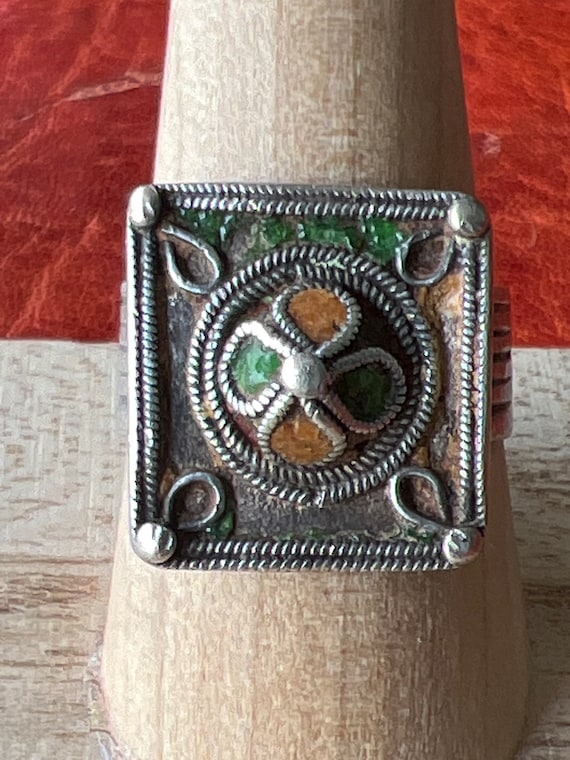 Solid SILVER Berber RING - Antique Moroccan, Ethn… - image 2