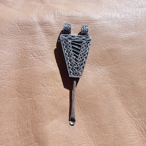 Antique Solid SILVER Pendant - Ethiopian, Coptic Christian - Ethnic, Tribal - Ear Grooming Tool - African Jewelry - RARE Filigree Work
