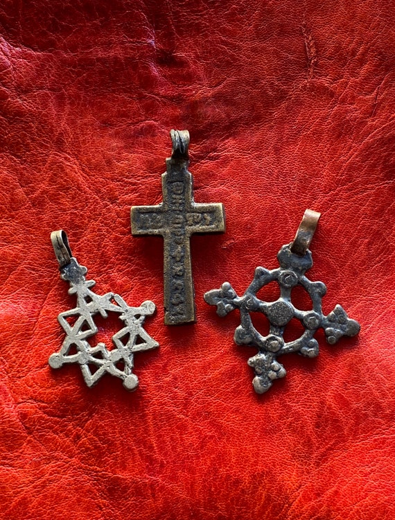 3 Vintage Crosses - Ethiopian, Coptic Christian - 