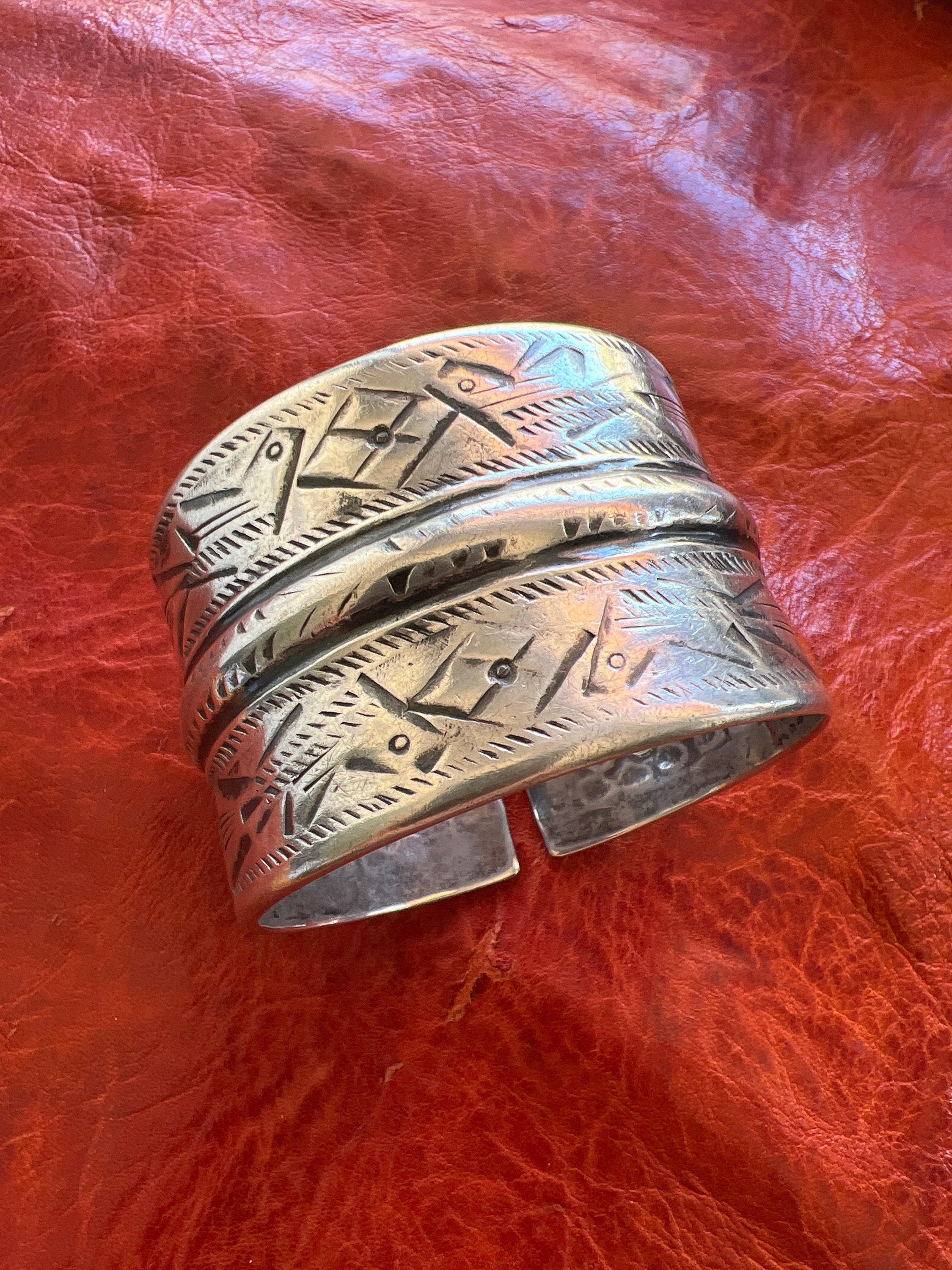 HUGE Antique Solid Silver Tunisian BRACELET- Berber Cuff