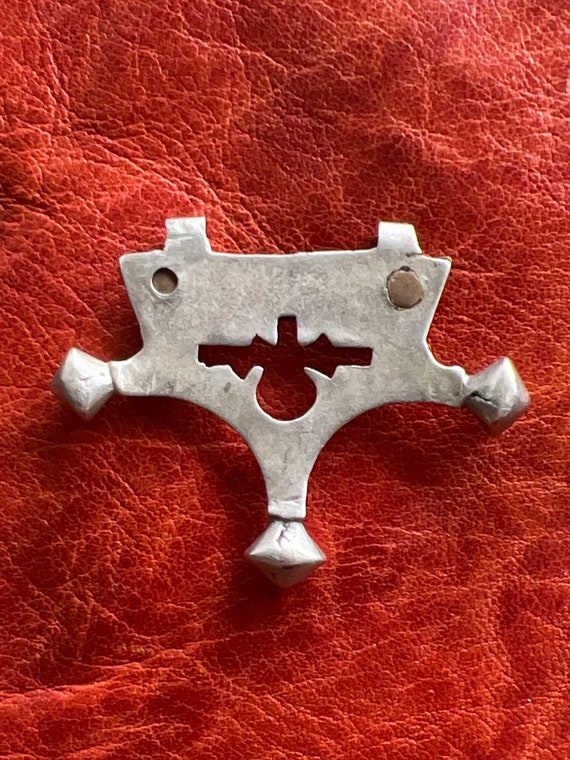 Old Solid SILVER Tuareg Cross- Copper Pendant, Et… - image 4