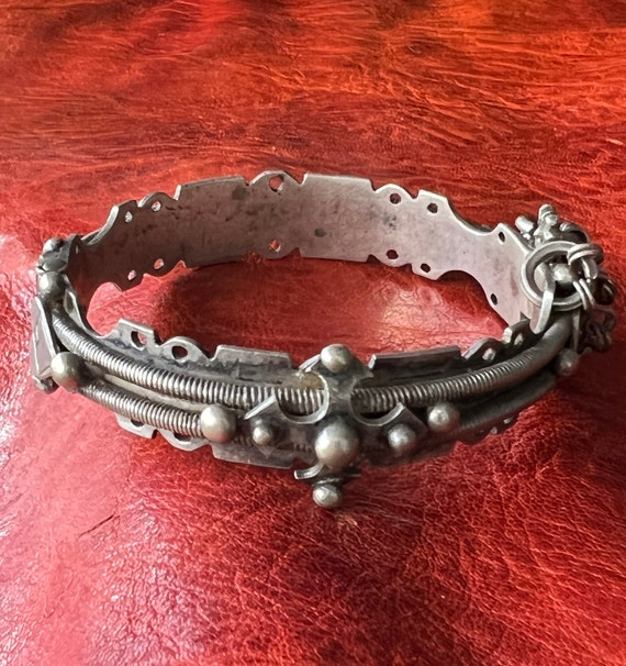 Old Tuareg Solid SILVER Bracelet - Hinged Bangle,… - image 3