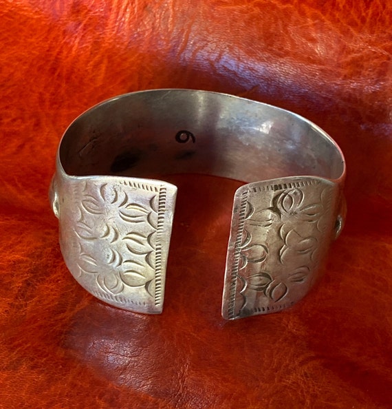 Antique Silver Tunisian BRACELET- Berber Wide Fla… - image 1